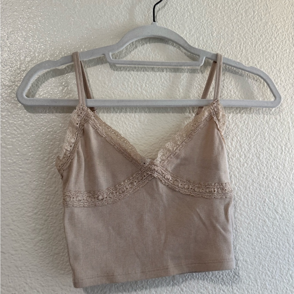 Lace Trim Ribbed Tank Top
